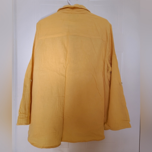 Kenneth Cole Reaction Button-up Blouse, Large, Yellow - Picture 2 of 10